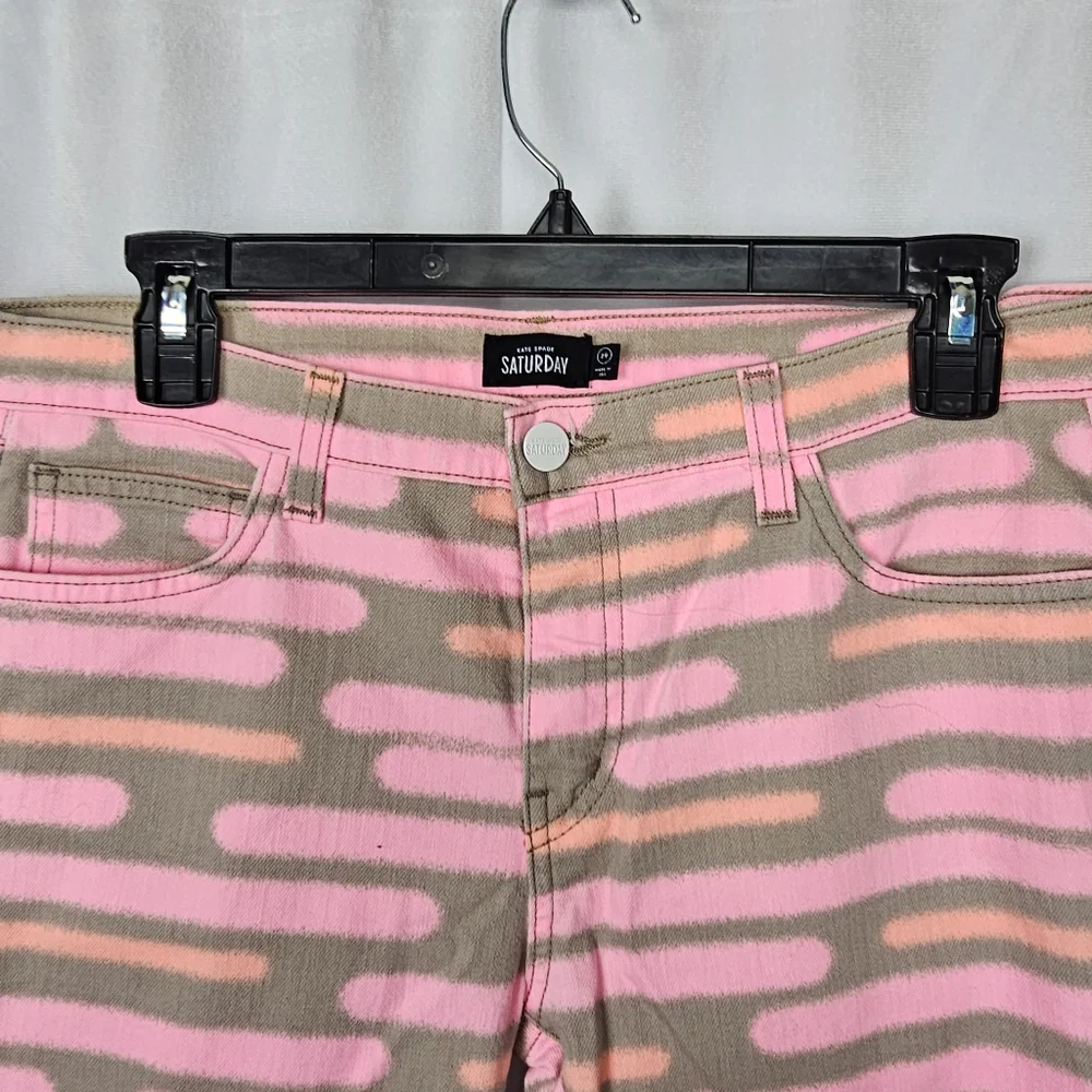 Saturday Kate Spade spray Painted Pink Stripe Skinny Jeans Size 29